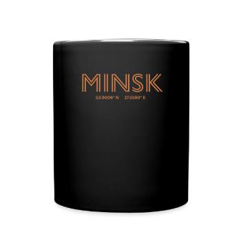 Belarus Stadt Koordinaten - Minsk - Tasse einfarbig - Schwarz - Vorne