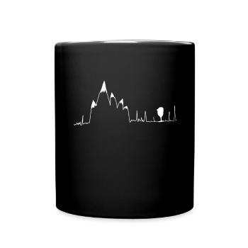 Herzschlag - Wein - Berg - (6) - Tasse einfarbig - Schwarz - Vorne