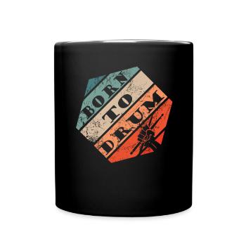 Zum Trommeln geboren - Schlagzeuger - Tasse einfarbig - Schwarz - Vorne
