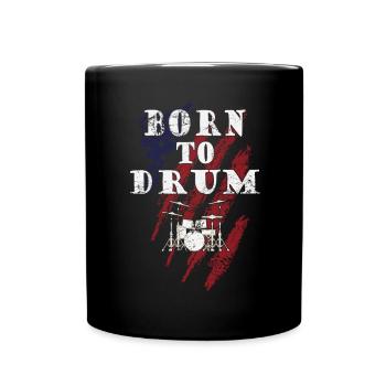 Zum Trommeln geboren - Schlagzeuger - Tasse einfarbig - Schwarz - Vorne