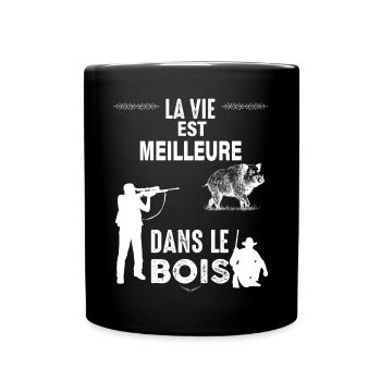 Chasseur Et Sanglier et le Bois Idée Cadeau Homme - Mug uni - noir - Devant
