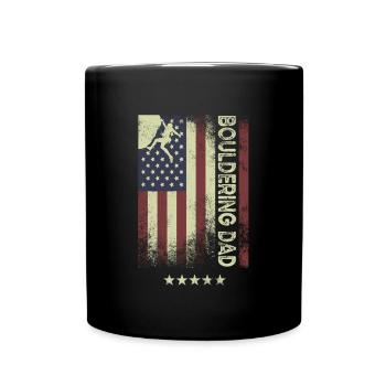 USA Amerikanische Flagge - Bouldern Papa - Tasse einfarbig - Schwarz - Vorne