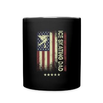 Drapeau des États-Unis - Papa patineur sur glace - Mug uni - noir - Devant