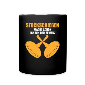 Eisstock Witz Stockschütze Stockschießen - Tasse einfarbig - Schwarz - Vorne