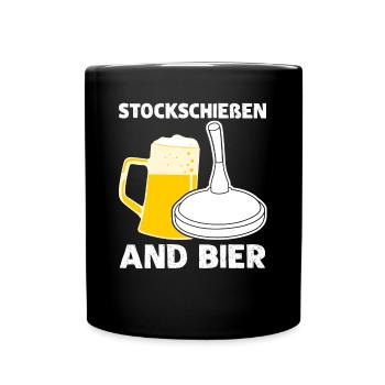 Eisstock Stockschießen Bier Stockschütze - Tasse einfarbig - Schwarz - Vorne