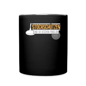 Eisstock Witz Stockschießen Stocksport - Tasse einfarbig - Schwarz - Vorne