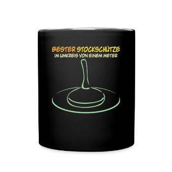 Eisstock Stockschießen Stockschütze - Tasse einfarbig - Schwarz - Vorne