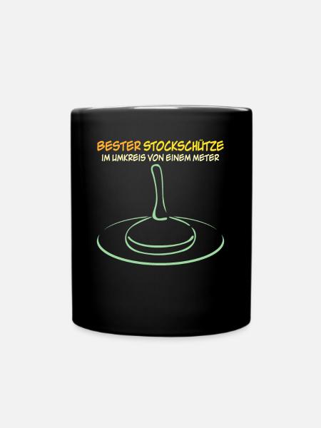 Eisstock Stockschießen Stockschütze - Tasse einfarbig - Schwarz