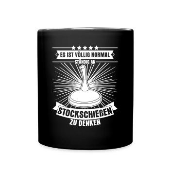 Eisstock Stockschütze Stockschießen - Tasse einfarbig - Schwarz - Vorne
