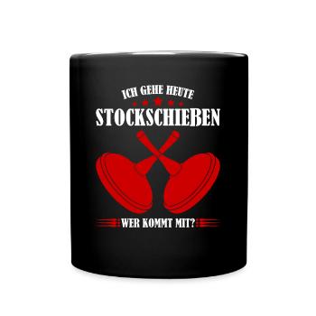 Stockschießen Stockschütze Eisstock - Tasse einfarbig - Schwarz - Vorne