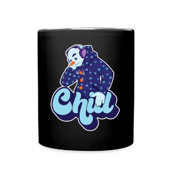 Chill Cool Fun Schneemann Winter Schnee Weihnachtsgeschenk - Tasse einfarbig - Schwarz - Vorne