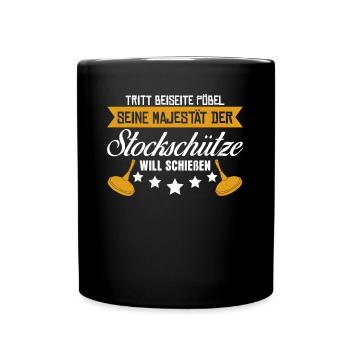 Eisstock Stockschießen Witz Stockschütze - Tasse einfarbig - Schwarz - Vorne