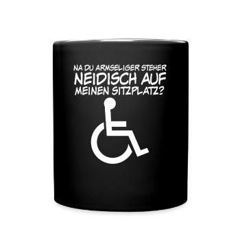 Sarkasmus Rollstuhl Rollstuhlfahrer - Tasse einfarbig - Schwarz - Vorne