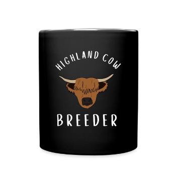 Highland Cow Breeder Scottish Cattle Hairy Cow - Full Colour Mug - black - Front