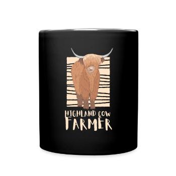 Highland Cow Breeder Scottish Cattle Hairy Cow - Full Colour Mug - black - Front