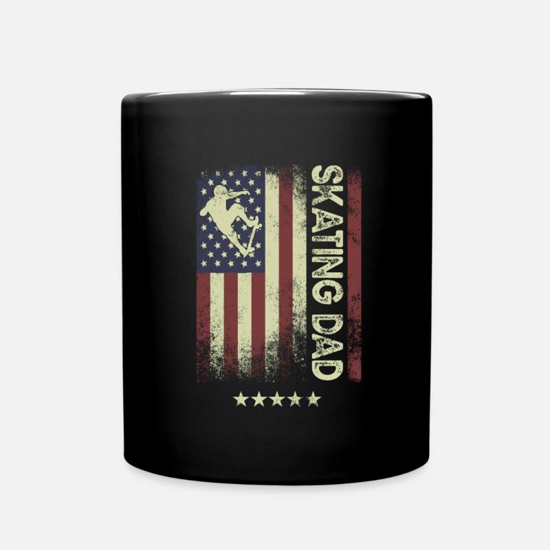 Drapeau des États-Unis - Papa patineur sur glace - Mug uni - noir