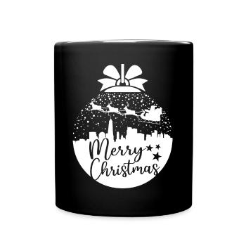 Weihnachten Schneeball Santa Sleigh Frohe Weihnachten Geschenk - Tasse einfarbig - Schwarz - Vorne