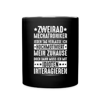 Zweiradmechatroniker Motorrad Motorcycle Mechanic - Tasse einfarbig - Schwarz - Vorne