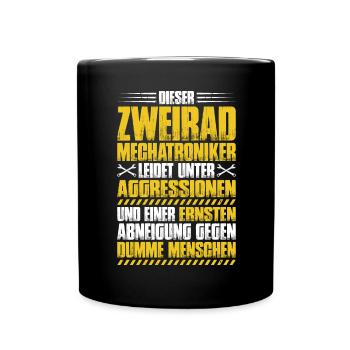 Zweiradmechatroniker Motorrad Motorcycle Mechanic - Tasse einfarbig - Schwarz - Vorne