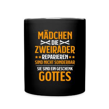 Zweiradmechatroniker Motorrad Motorcycle Mechanic - Tasse einfarbig - Schwarz - Vorne