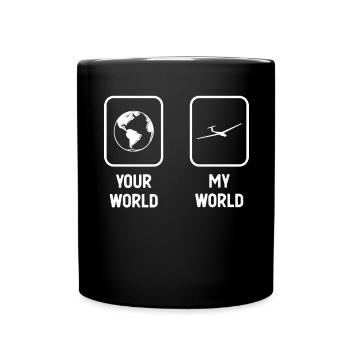Deine Welt Meine Welt - Segelflugzeug - - Tasse einfarbig - Schwarz - Vorne
