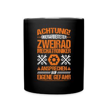 Zweiradmechatroniker Motorrad Motorcycle Mechanic - Tasse einfarbig - Schwarz - Vorne