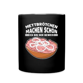 Mettigel Hackfleisch Mett Mettbrötchen - Tasse einfarbig - Schwarz - Vorne