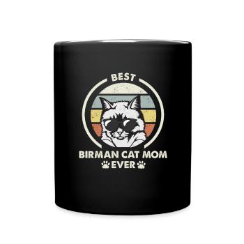 Katzenmama - Birman Katze - Tasse einfarbig - Schwarz - Vorne