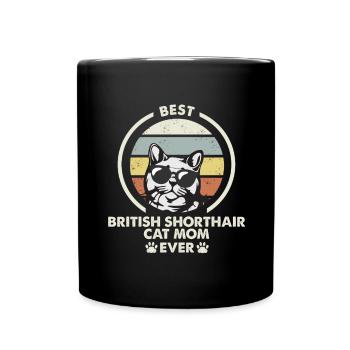 Cat Mom - British Shorthair Katze - Tasse einfarbig - Schwarz - Vorne