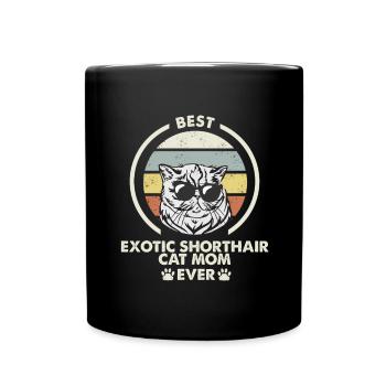 Katzenmama - Exotische Kurzhaarkatze - Tasse einfarbig - Schwarz - Vorne