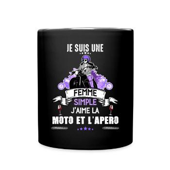 Single Woman Motorcycle Aperitif Cadea Woman Biker - Full Colour Mug - black - Front