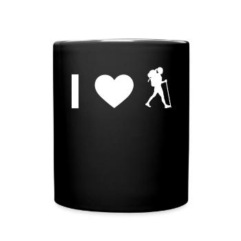 I Heart and Wife Hiking - - Full Colour Mug - black - Front