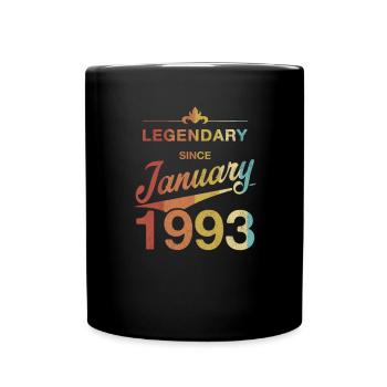 30th birthday Legendary January 1993 Year 93 - Full Colour Mug - black - Front
