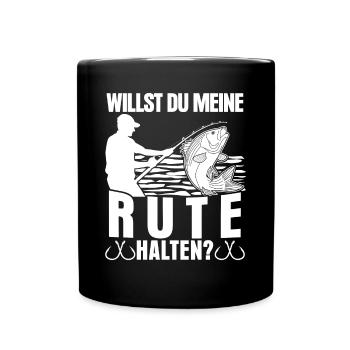 Angeln Angelrute Angelhaken Rute Angler - Tasse einfarbig - Schwarz - Vorne