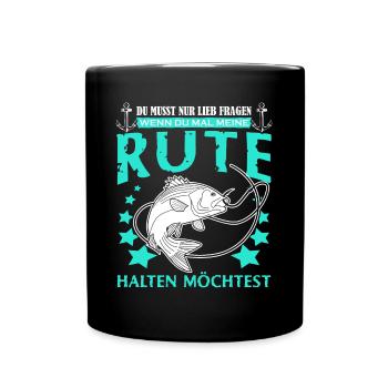 Angeln Witz Angelrute Fischer Angler - Tasse einfarbig - Schwarz - Vorne