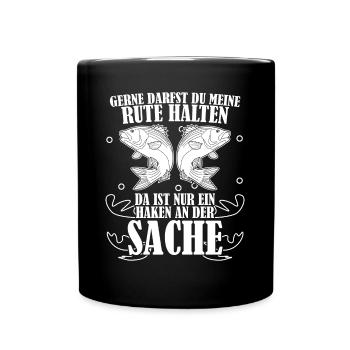 Angeln Angelrute Fischer Witz Angler - Tasse einfarbig - Schwarz - Vorne