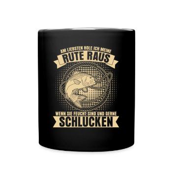 Angler Fischer feuchter Fisch Angeln - Tasse einfarbig - Schwarz - Vorne