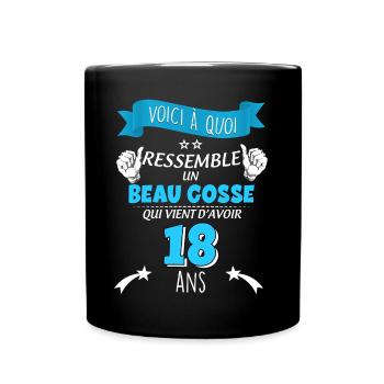 Beau gosse 18 ans Anniversaire Message Drôle - Mug uni - noir - Devant