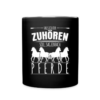 Reiten Reiter Pferde Pferd - Tasse einfarbig - Schwarz - Vorne