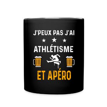 je peux pas j'ai athlétisme sport et apéro sport - Mug uni - noir - Devant