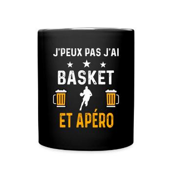 je peux pas j'ai basket et apéro basketball - Mug uni - noir - Devant