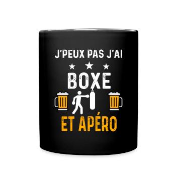 je peux pas j'ai boxe sac et apéro boxe - Mug uni - noir - Devant