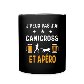 je peux pas j'ai canicross et apéro canicross - Mug uni - noir - Devant