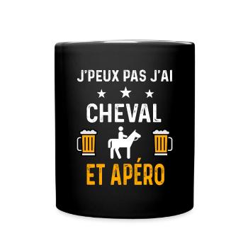je peux pas j'ai cheval et apéro cheval - Mug uni - noir - Devant