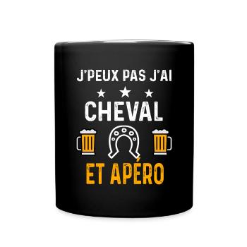 je peux pas j'ai cheval fer et apéro cheval - Mug uni - noir - Devant