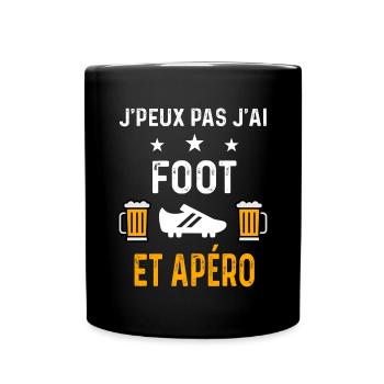 je peux pas j'ai foot crampons et apéro football - Mug uni - noir - Devant