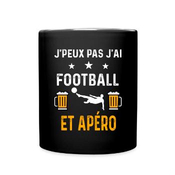 je peux pas j'ai football foot et apéro football - Mug uni - noir - Devant