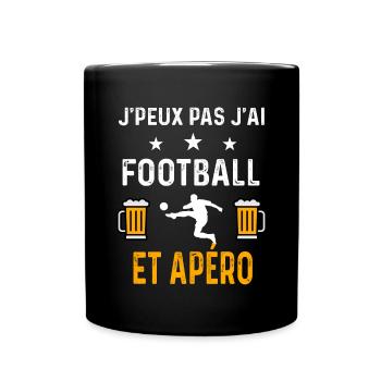 je peux pas j'ai football sport et apéro football - Mug uni - noir - Devant