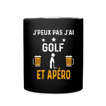 je peux pas j'ai golf club et apéro golf - Mug uni - noir - Devant