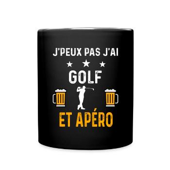 je peux pas j'ai golf et apéro golf - Mug uni - noir - Devant